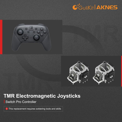 AKNES GuliKit TMR Electromagnetic Joysticks Replacement for Switch Pro Controller, Thumbstick Grips for Switch Pro Controller, Thumbstick Caps Included