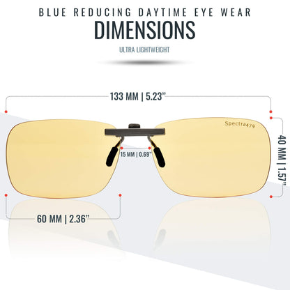Blue Light Blocking Clip On Glasses - Effective Computer Glasses for Men and Women, Durable Lightweight Design Reduce Eyestrain, Headaches for All Day Screen Time and Gaming Protection (Daytime Lens)