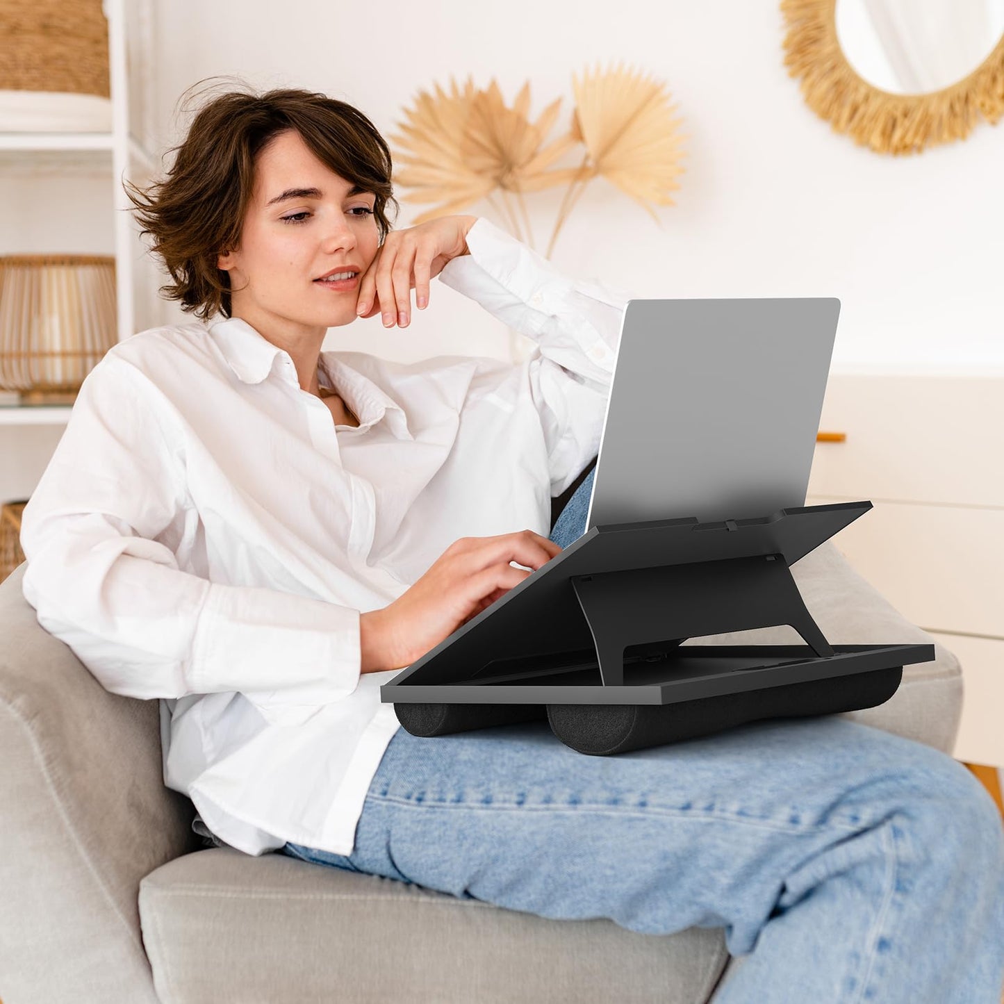 Adjustable Laptop Stand with 8 Angles - Dual Cushion Desk for Sofa, Bed, Car or Work Table by HUANUO