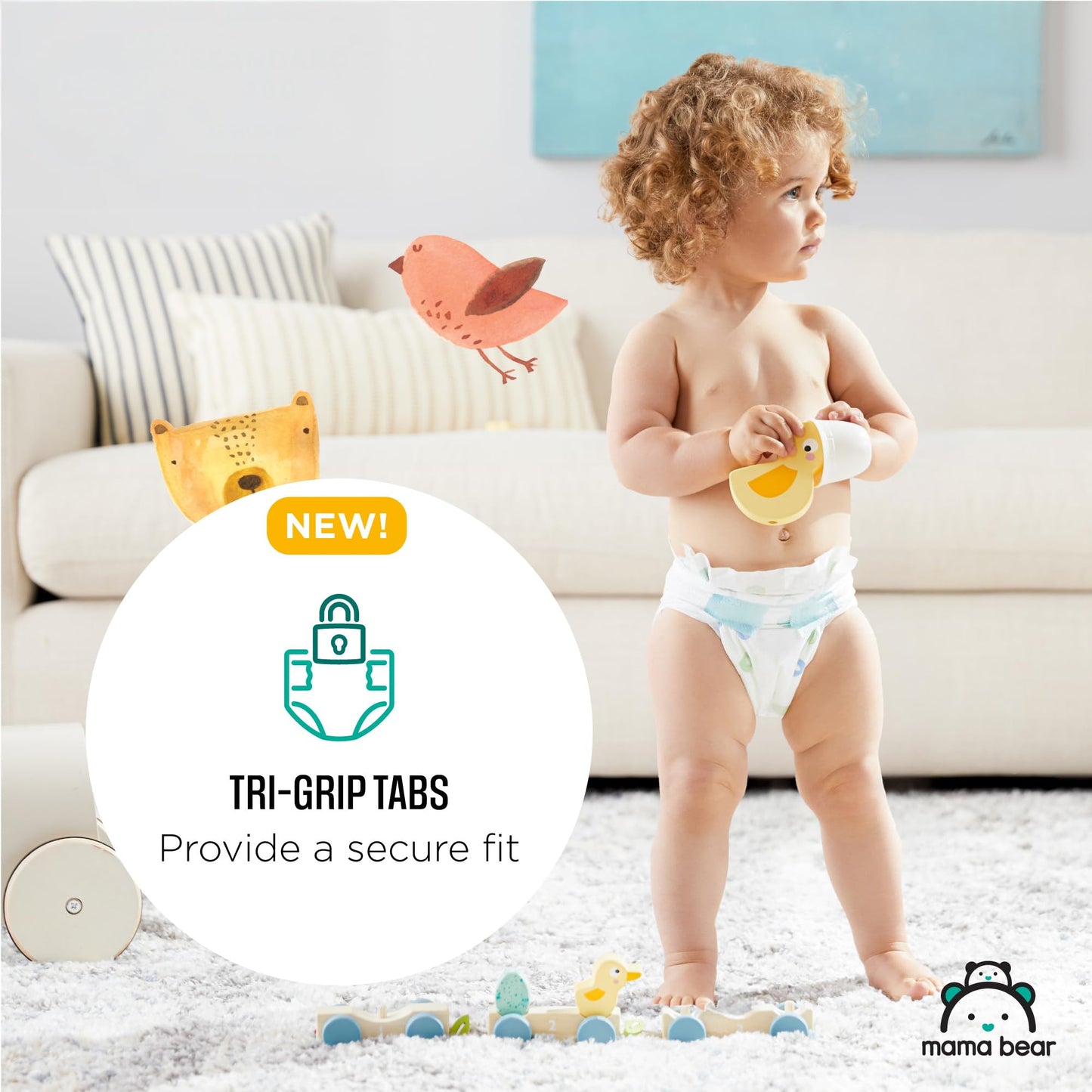 Amazon Brand - Mama Bear Gentle Touch Diapers, Size 5, 132 Count (4 packs of 33)