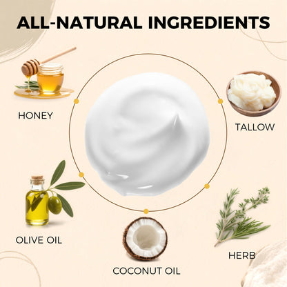 Beef Tallow and Honey Balm Moisturiser: Whipped Grass Fed Beef Tallow Balm with Raw Honey and Olive Oil for Skin and Face – Natural Cow Fat Facial Cream for Anti-Aging Unscented