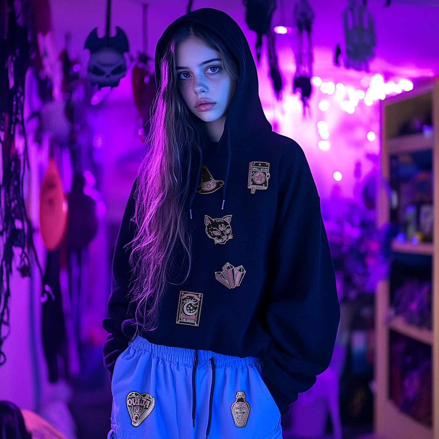 Harsgs Halloween Iron on Patches, Embroidered Iron on/Sew on Patches Halloween Themed Applique for Clothes, Dress, Hat, Jeans, DIY Accessories, Pack of 12