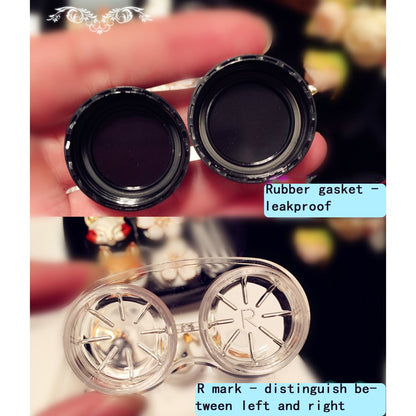 HUNWEY 2 pack- Fashion Contact Lens Case Cute Crown Black White Leak Proof - Portable Box Kit with Mirror (2 pack - Crown)