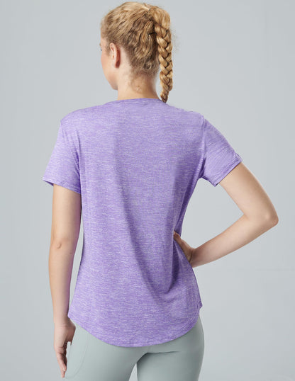 5 Pack: Women's Dry Fit Short Sleeve T Shirts, Athletic Workout Tee Tops for Gym Yoga Running (Set 3, Medium)