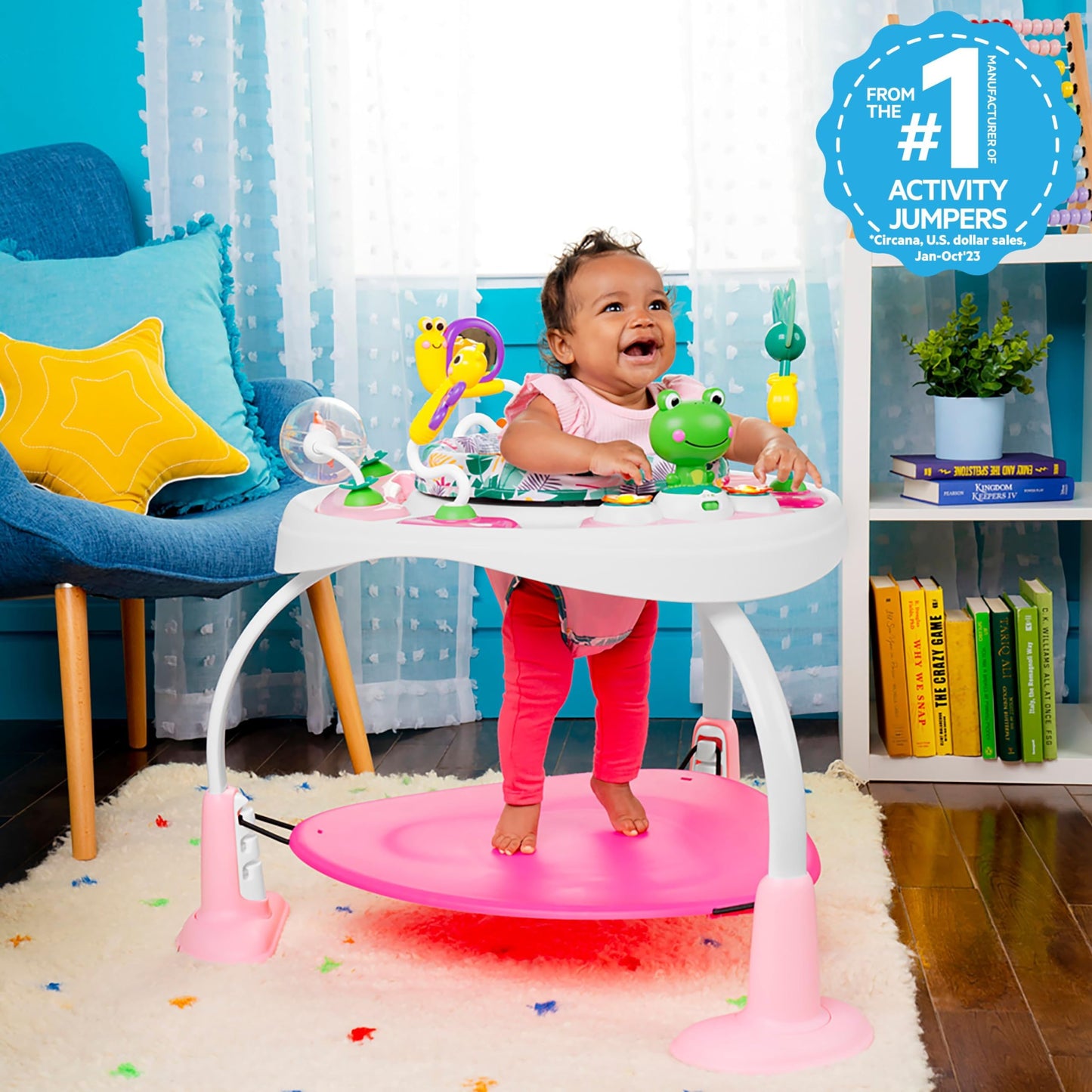 Bright Starts Bounce Bounce Baby 2-in-1 Activity Jumper & Table - Playful Palms