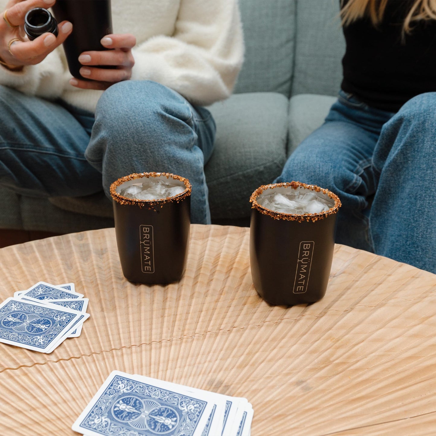 BrüMate Rocks 100% Leak-Proof 12oz Insulated Lowball Cocktail & Whiskey Tumbler - Double Wall Vacuum Stainless Steel - Camping, Travel Tumbler & Cocktail Glass (Blue Agave)