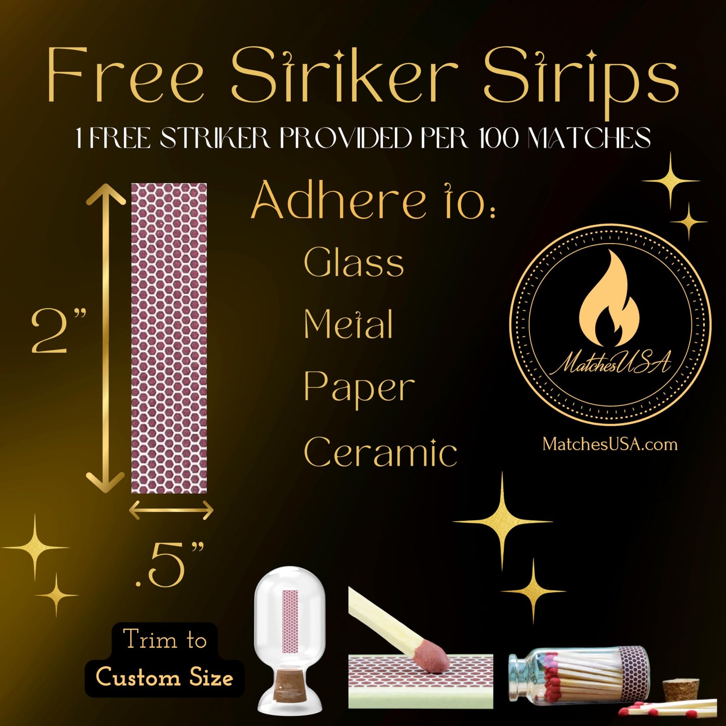 3.75" White - 100 Color Safety Matches Bundle (3.75 inches) - Free Striker! - Replacement Refill Long for Fireplace Candles - Wooden Wood Match Sticks