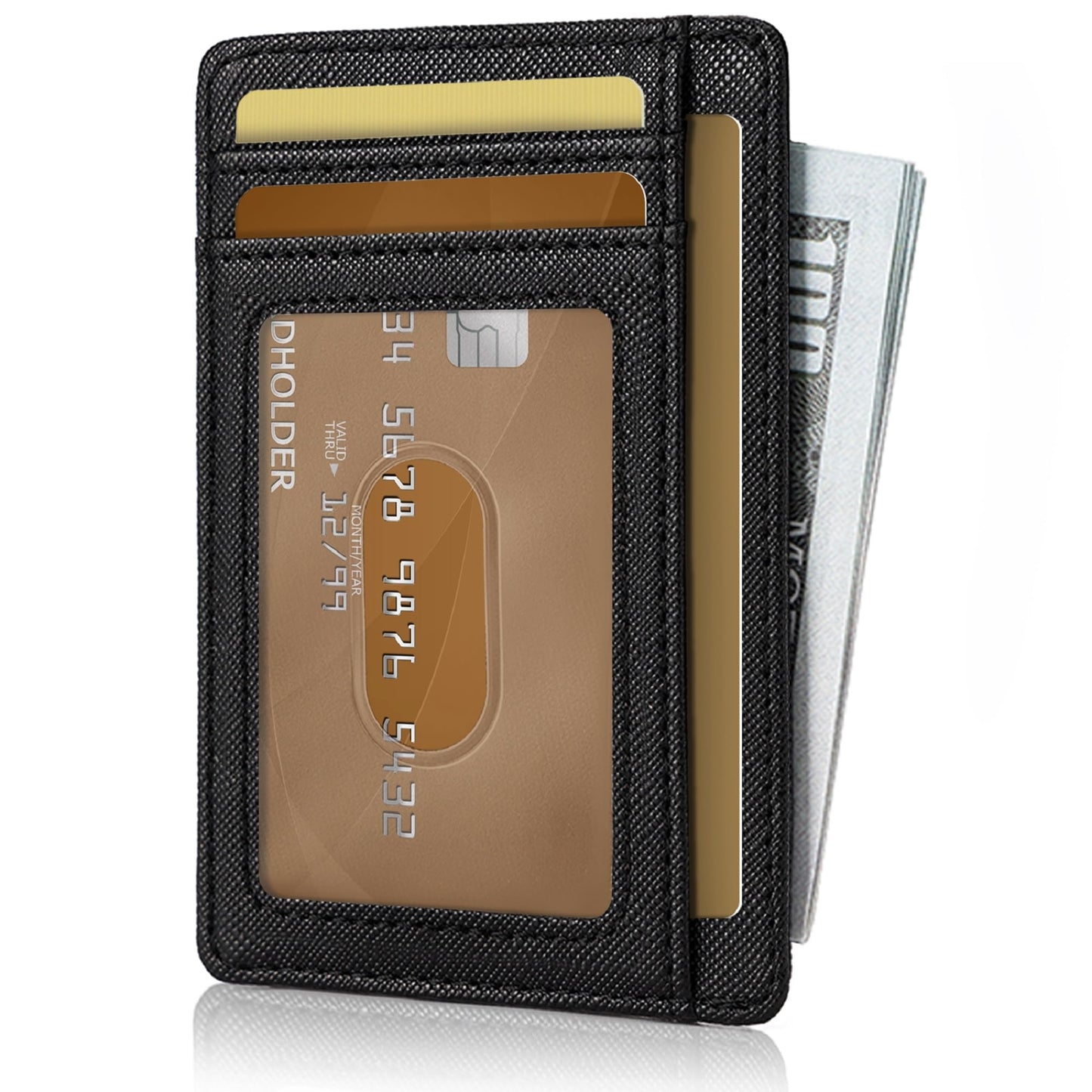 Hoewina Wallet for Men, Credit Card Holder, Slim Minimalist Wallet, Front Pocket RFID Blocking Leather Thin Wallet for Men and Women(Cross Black)