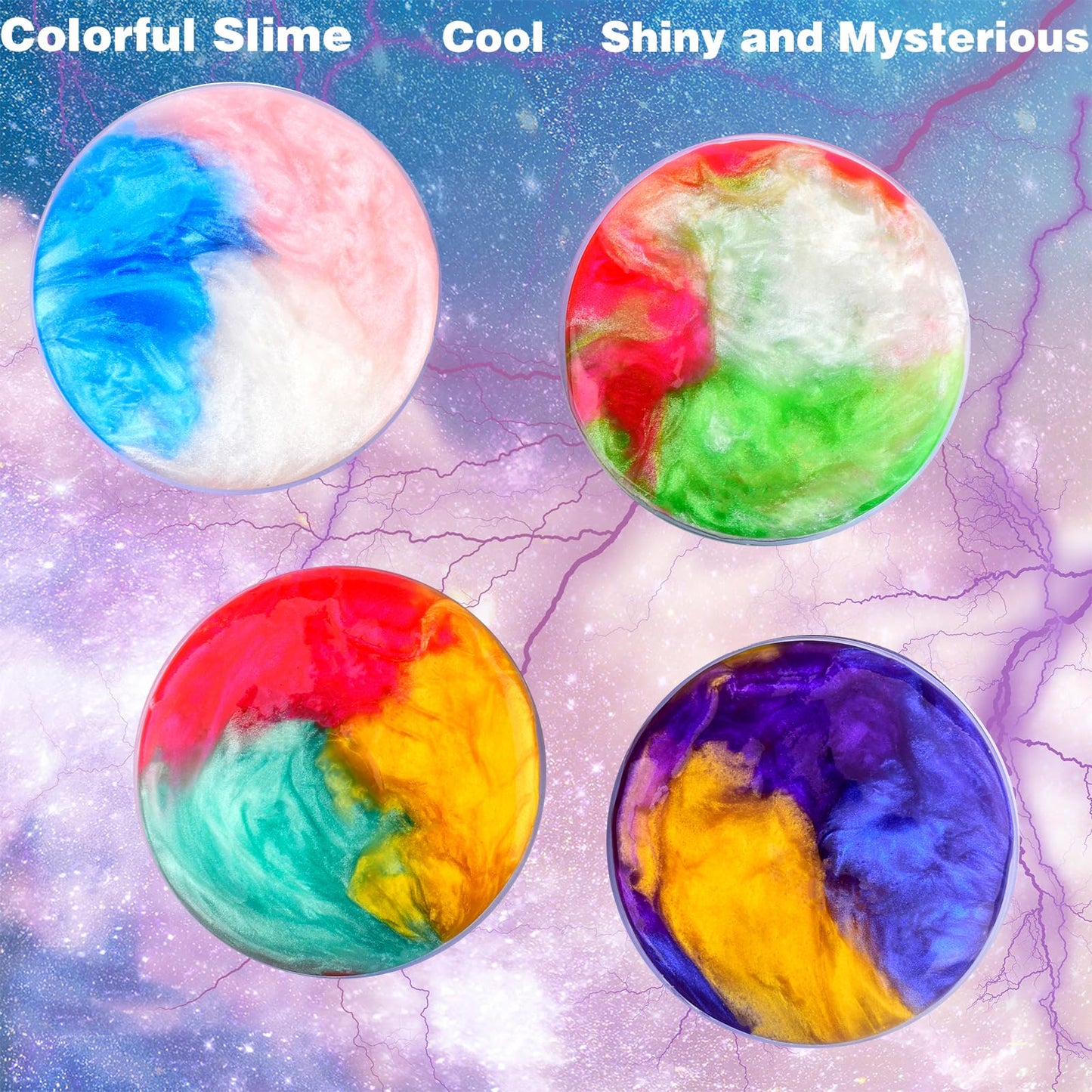 4 Pack Galaxy Slime Kit,Party Favors for Kids, Non Sticky,Wet,Stress & Anxiety Relief,Slime Bulk for Boys Girl,Cute Stuffers,Super Soft Sludge Toy
