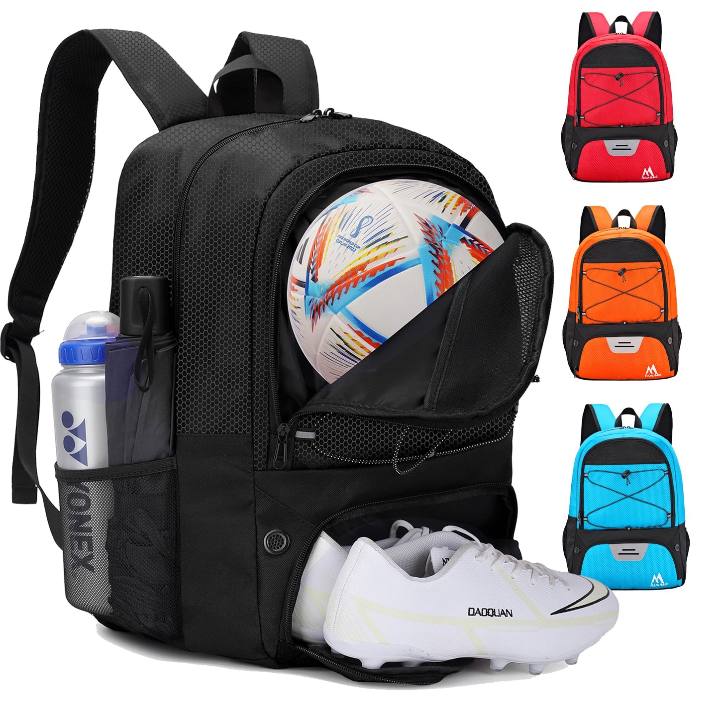 Hsmihair Soccer Bag-Soccer Backpack&Backpack for&Football Volleyball& Basketball,with Ball Compartment and Training Package
