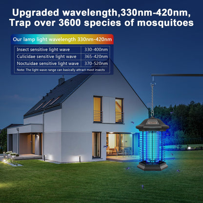 AMUFER Bug Zapper Outdoor, Electric Mosquito Zapper with 18W Power & 4400V Instant Grid, Insect Control Efficiency Increased 100%, Coverage of 1/2 Acre, Fly Trap Perfect for Patio, Backyard, Home