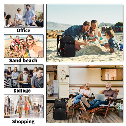 Insulated Cooler Backpack,Double Deck Leak Proof Cooler Bag,Insulated Backpack Cooler Lunch Backpack for Men Women,Black & Red