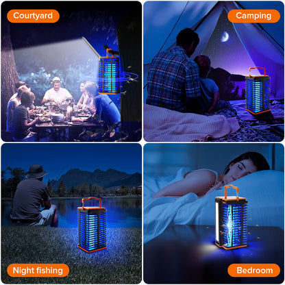 Bug Zapper Indoor Outdoor, Mosquito Trap Cordless & Rechargeable, Mosquito Zapper Solar Powered, 4200V Killer with Reading Lamp Equipped 4000mAh Battery for Home