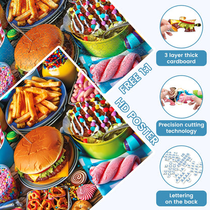 500 Piece Puzzle for Adults, Hamburger Jigsaw Puzzles, Youths Favorite Foods Puzzles 500 Pieces, Birthday and Barious Holiday Party for Family Kids and Adults, Funny Puzzle for Adults, 20.5x15 in