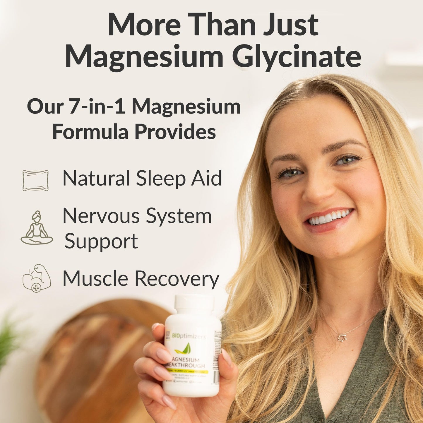 BIOptimizers Magnesium Breakthrough Supplement 4.0-7 Forms of Mg: Glycinate, Malate, Citrate, and More - Natural Support for Sleep and Cognitive Function - 60 Capsules- Calming Vitamins Complex
