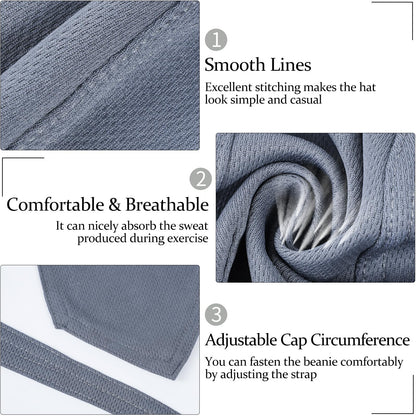 6 Pieces Do Rags Sweat Wicking Beanie Cooling Durags Skull Cap Motorcycle Head Wrap Bandana for Men Women (Black, White, Gray,Simple Style)