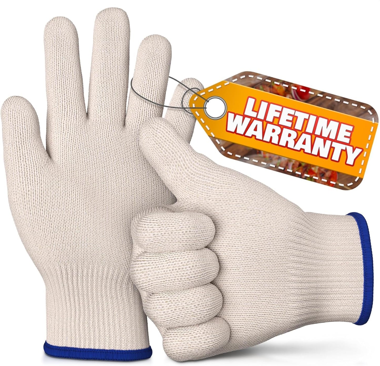 Heat-Resistant Cooking Gloves for Indoor and Outdoor Use - Gloves for Cooking, Baking, Pot-Holding, Smoker Grill Handling, and So On – Kitchen Gloves with 896 Degree Resistance, White, 10215