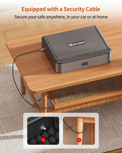 BILLCONCH Gun Safe for Handgun - Biometric Gun Safe 4 Ways Quick Access with Fingerprint/Full-digital Keypad/Key/APP Lock Handgun Pistol Safe for Nightstand Bedside Home