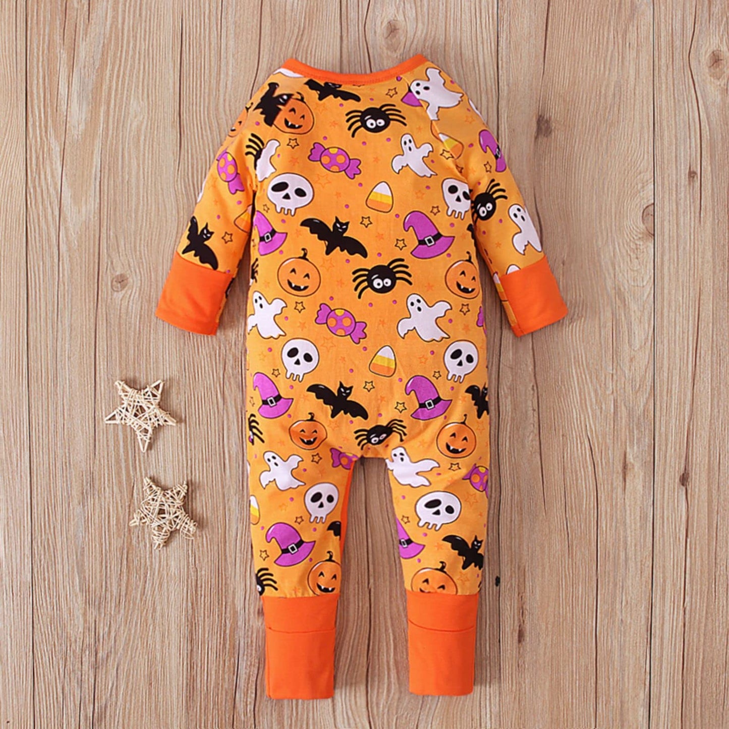 Baby Boys Girls Halloween Clothes Newborn Ghost Long Sleeve Romper Toddler Pumpkin Print Jumpsuit Halloween Outfits（Romper-3,18-24 Months）