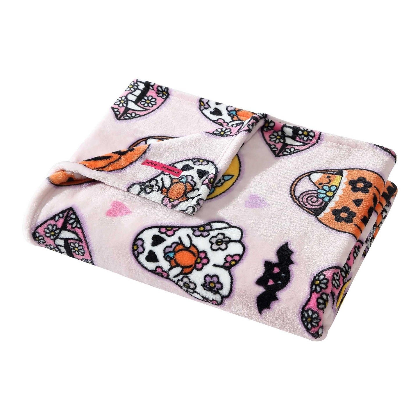Betsey Johnson - Blanket, Buttery-Soft Throw Blanket for Couch or Bed, Boldly Plush & Oversized Bedding, Halloween Decor (Retro Halloween Pink, 50" x 70")