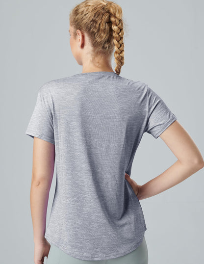 5 Pack: Women's Dry Fit Short Sleeve T Shirts, Athletic Workout Tee Tops for Gym Yoga Running (Set 8, Large)