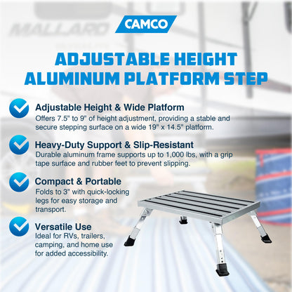 Camco Adjustable Height RV Step Stool (43676)