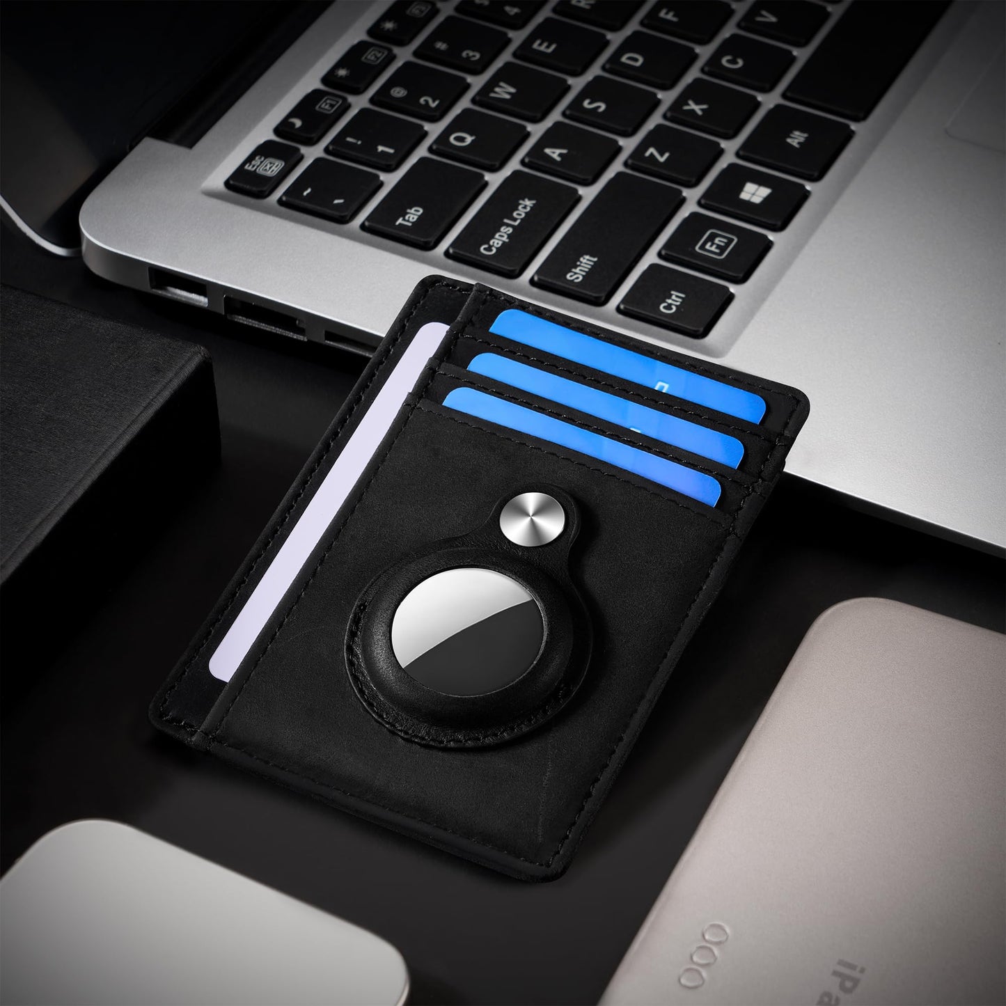 Hawanik Slim Minimalist Front Pocket Air Tag Wallet, RFID Blocking Card Holder Wallet with Airtag Holder