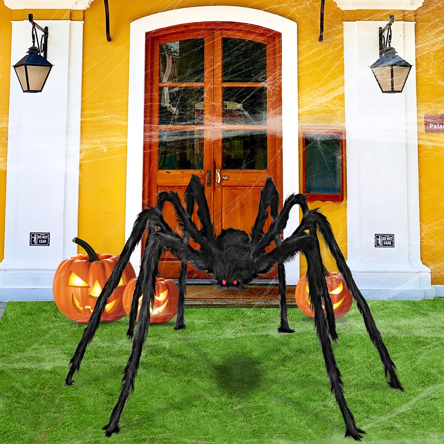 Aiduy Giant Halloween Spider 8.5 Ft - Outdoor Decorations Scary Fake Hairy Props for Yard Creepy Party Decor, Black