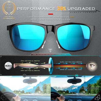 ATTCL Men's Retro Metal Frame Driving Polarized Sunglasses For Men 18587blue