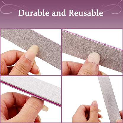 HeeYaa Nail File 12 PCS Professional Reusable 100/180 Grit Double Sides Washable Nail File Manicure Tools for Poly Nail Extension Gel and Acrylic Nails Tools Suit for Home Salon