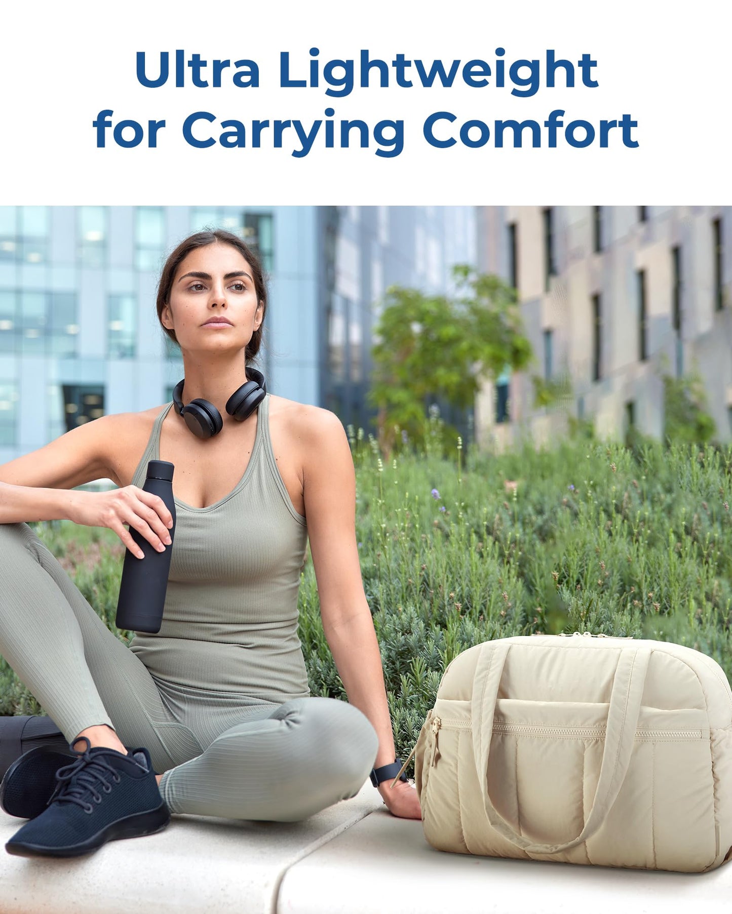 BAGSMART Gym Bag for Women, Duffle Bag for Travel with Wet Pocket, Lightweight Carry on Weekender Duffel, Water Resistant, Camel