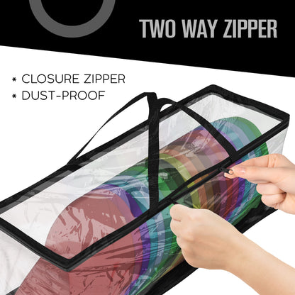 Houseables Baseball Cap Storage Bag, Hat Organizer Case, 23" x 6" x 8", Clear Plastic, Caps Holder, Moisture & Dust Proof, Black Handles, Box w/Zipper Closure, Stores & Racks 22 Hats, Dirt Protection