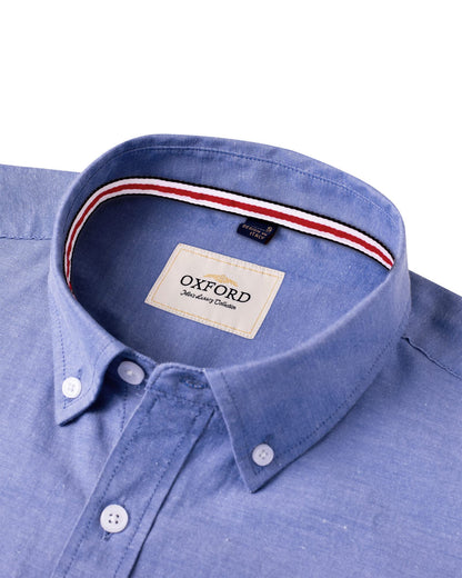 Alimens & Gentle Mens Solid Oxford Shirt Long Sleeve Dress Shirt Work Casual Button Down Shirts with Pocket Aroyal Blue