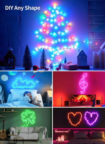 Brightown 10FT Fairy Lights Color Changing - 100 LED 22 Colors Firecracker Fairy Lights with Remote, Cluster String Lights Indoor with 12 Lighting Mode, Christmas Fairy Light for Bedroom Classroom