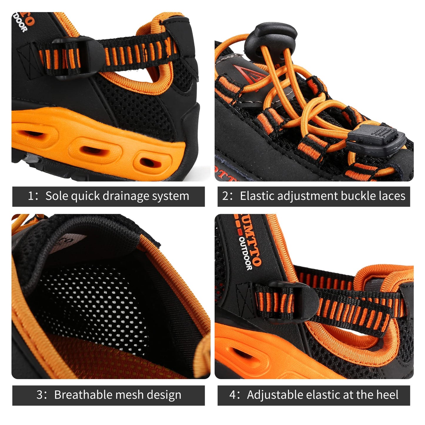 HUMTTO Men's Amphibious Water Shoes - Outdoor Hiking Sandals for Men Summer Non-Slip Quick Drying Water Sandals River Shoes 10.5 Black