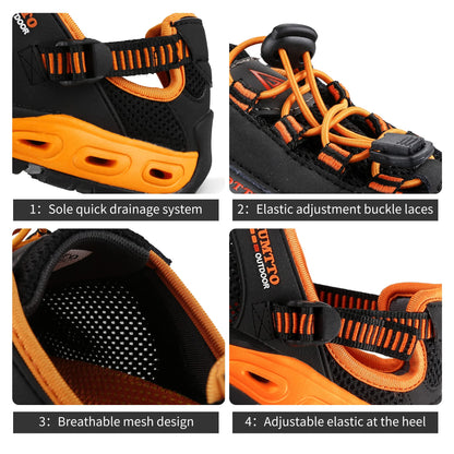 HUMTTO Men's Amphibious Water Shoes - Outdoor Hiking Sandals for Men Summer Non-Slip Quick Drying Water Sandals River Shoes 10.5 Black