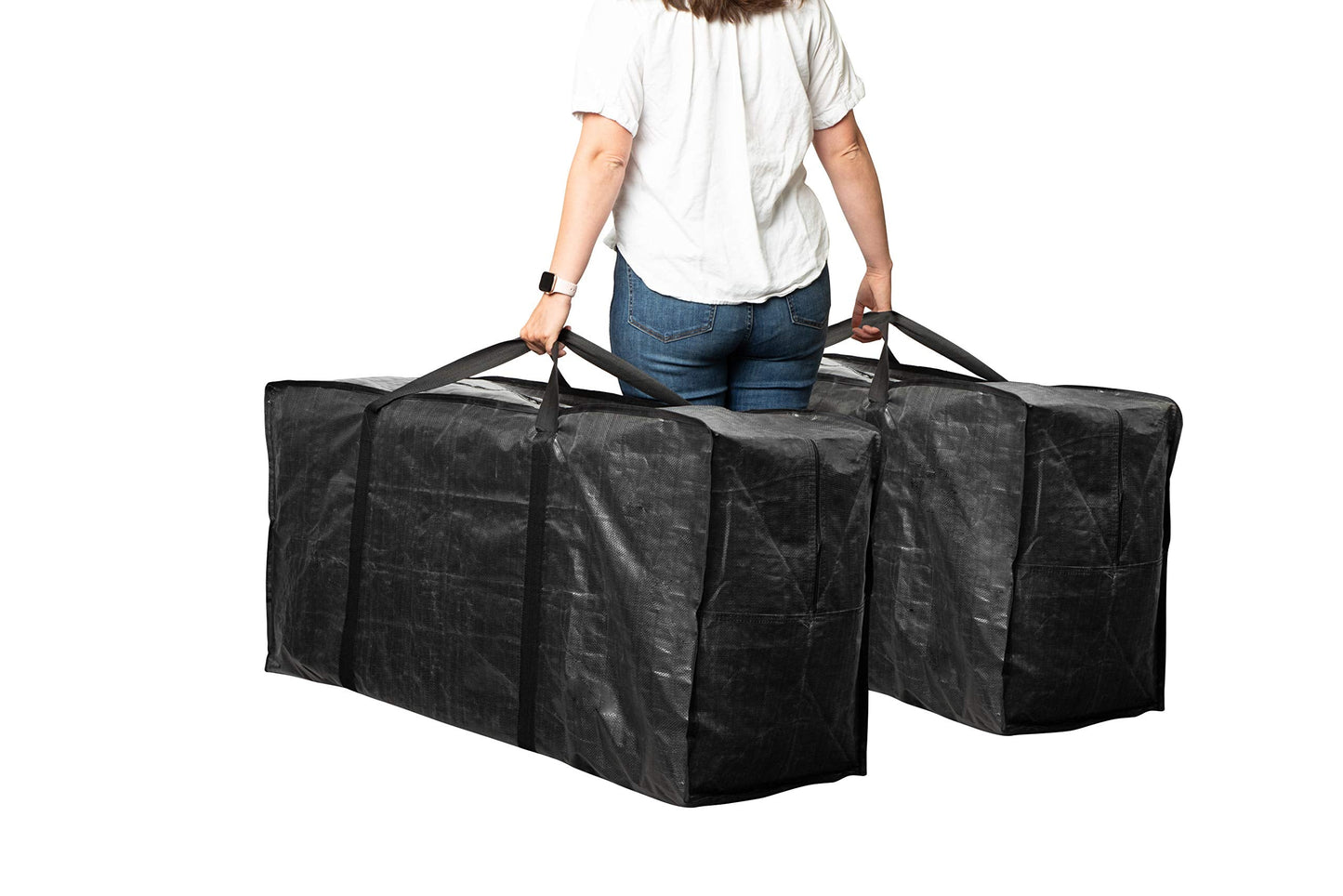 BAG-THAT! 68.5 GAL 2 Pack XXL Jumbo Extra Large Heavy Duty Stronger Handles Storage Bags Moving Totes Zippered Reusable Wrap Around Handle Storage Totes