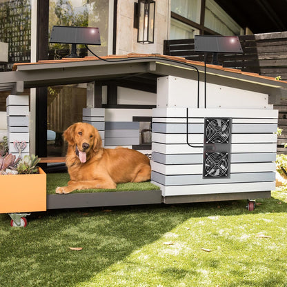 20W Solar Powered Fan Kit, IPX7 Weatherproof Dual Fan, Solar Exhaust Intake Cooling Ventilation for Chicken Coop,Greenhouse,Shed,Pet House,Outside with 11Ft/3.5m On/Off Switch Cable