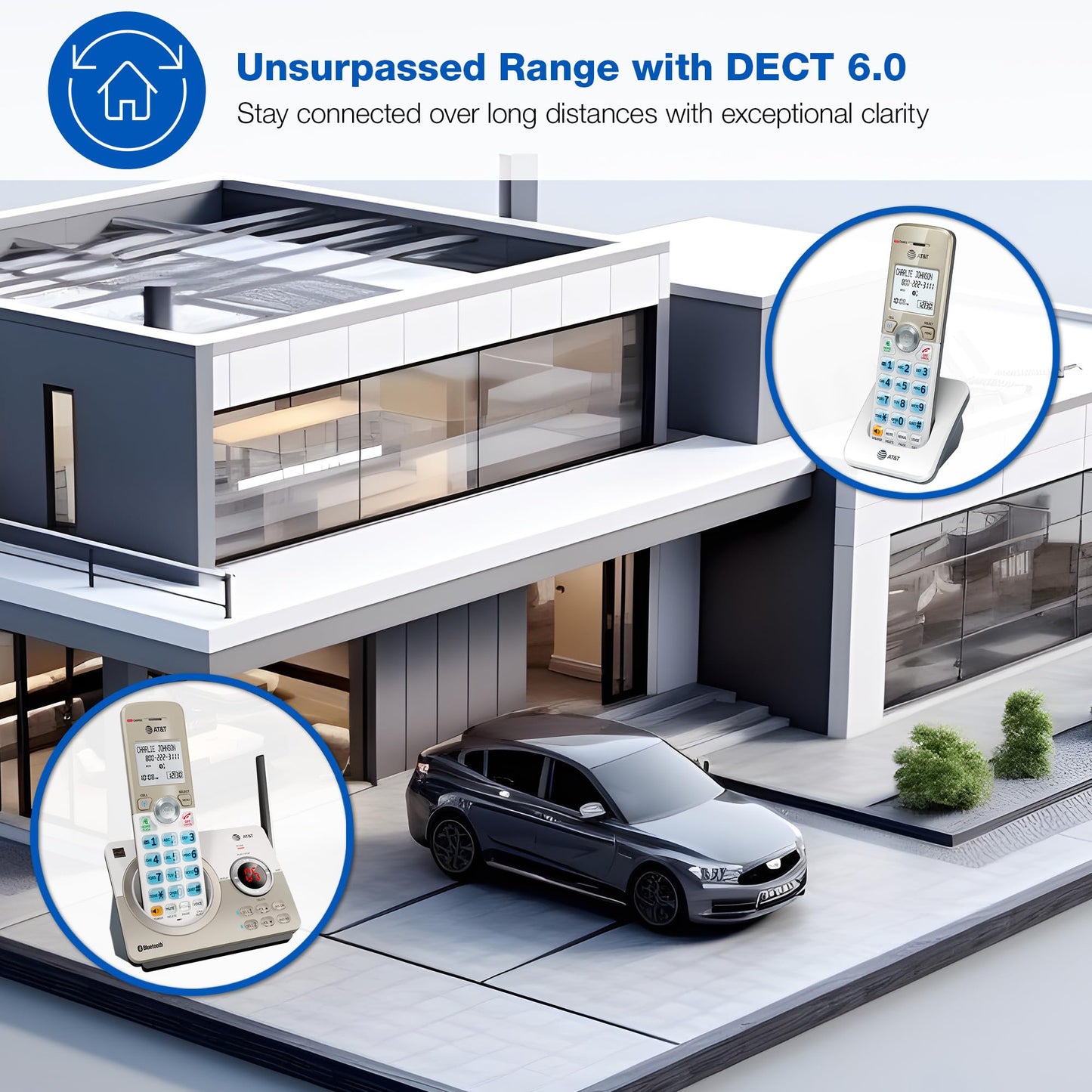 AT&T DL72219 DECT 6.0 2-Handset Cordless Phone for Home with Connect to Cell, Call Blocking, 1.8" Backlit Screen, Big Buttons, intercom, and Unsurpassed Range