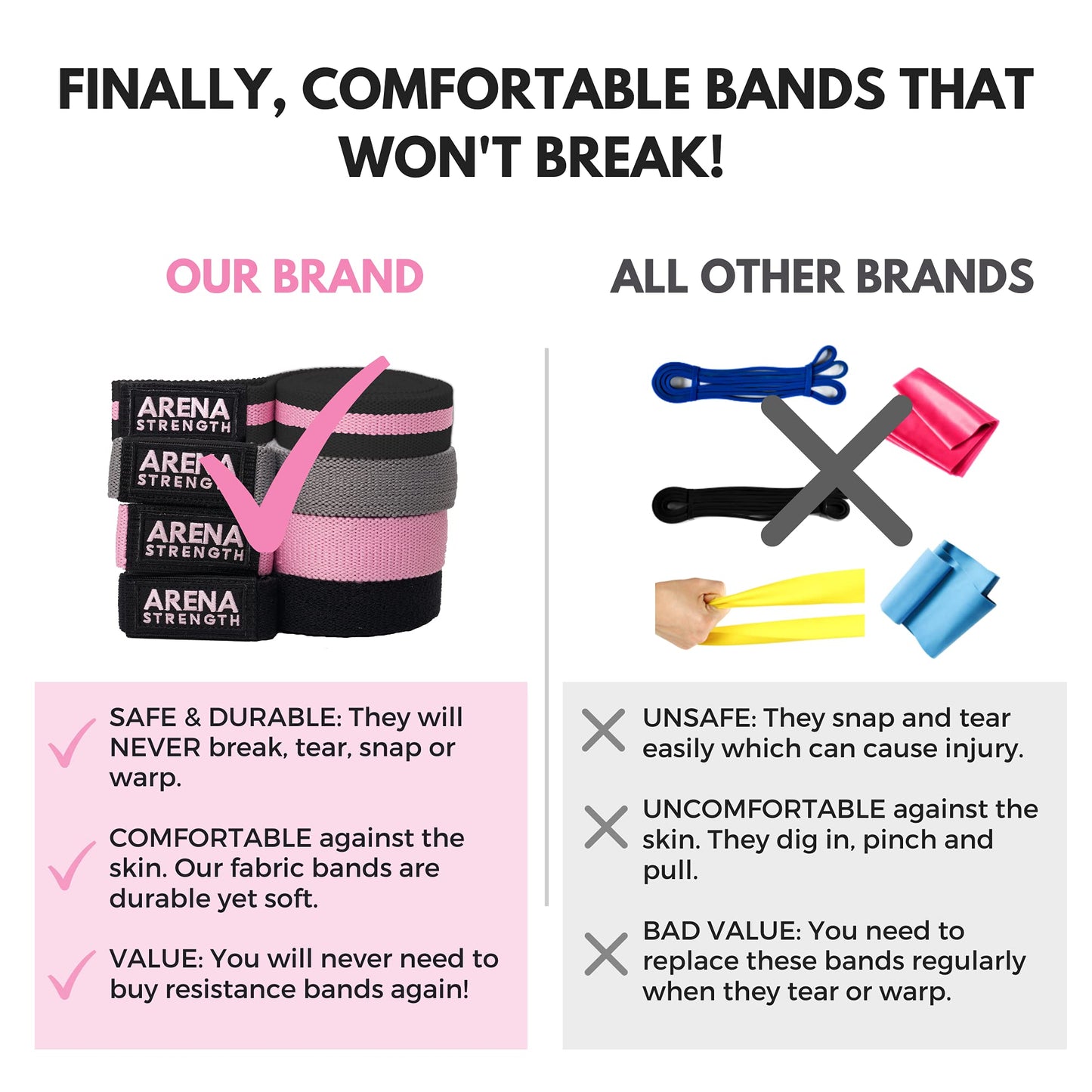 Arena Strength Long Fabric Full Body Resistance Bands Set of 4 and Pull Up Assistance Bands | Cloth Resistance Bands Loop with Fabric Exercise Resistance Bands Workout Guide