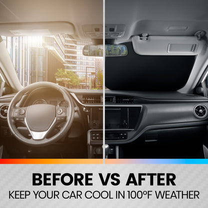 BDK 2PC Charcoal Gray Car Windshield Sun Shade – Sun Visor & Sunshade for Car Windshield – UV Rays Interior Protection - Easy Setup & Keeps Your Vehicle Cool – SUV & Truck Accessories - 31.75 x 28.75