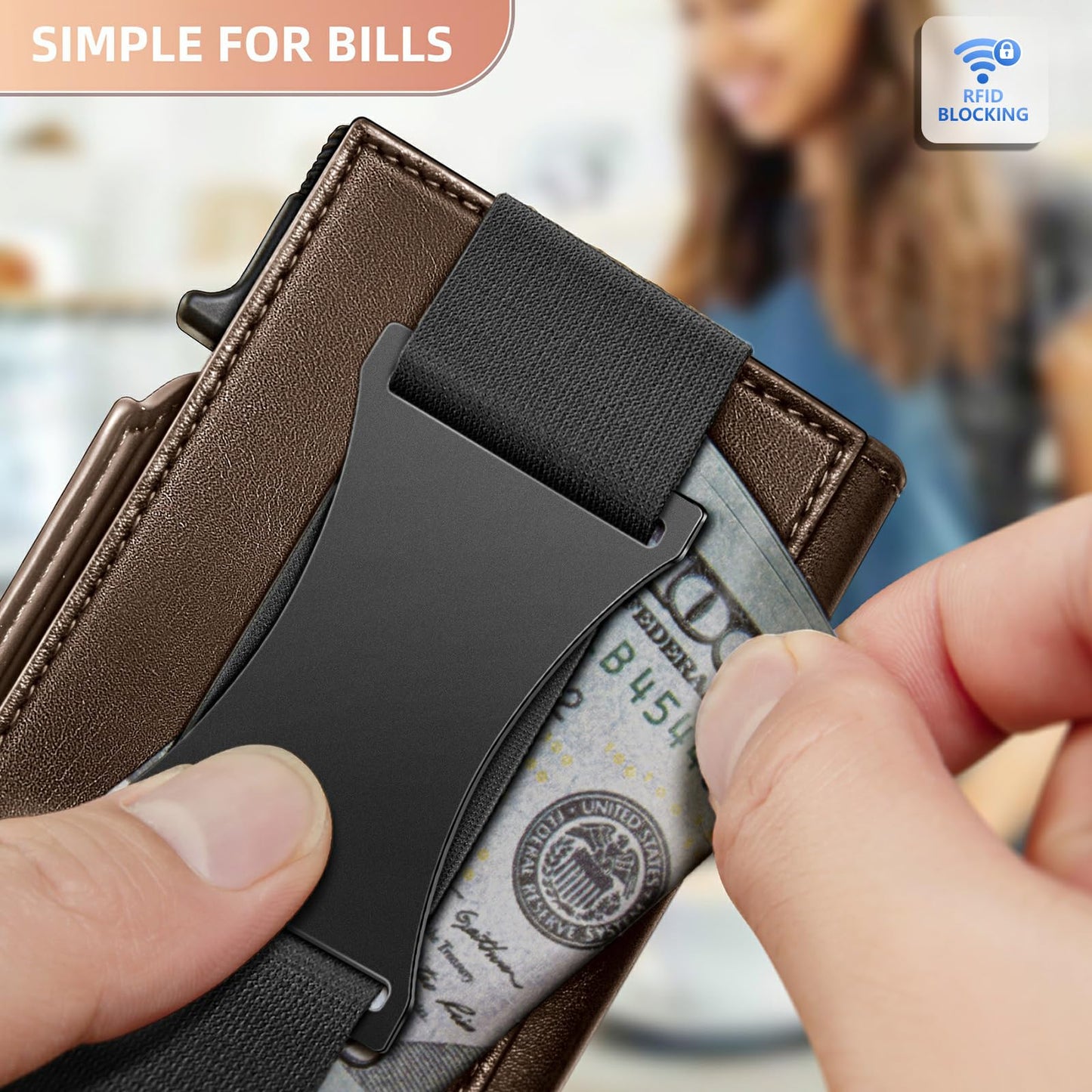 BULLIANT Men Wallet Gift Boxed,Slim Front Pocket Wallet Money Clip Card Holder 3.8"x2.7",Pop-up Access