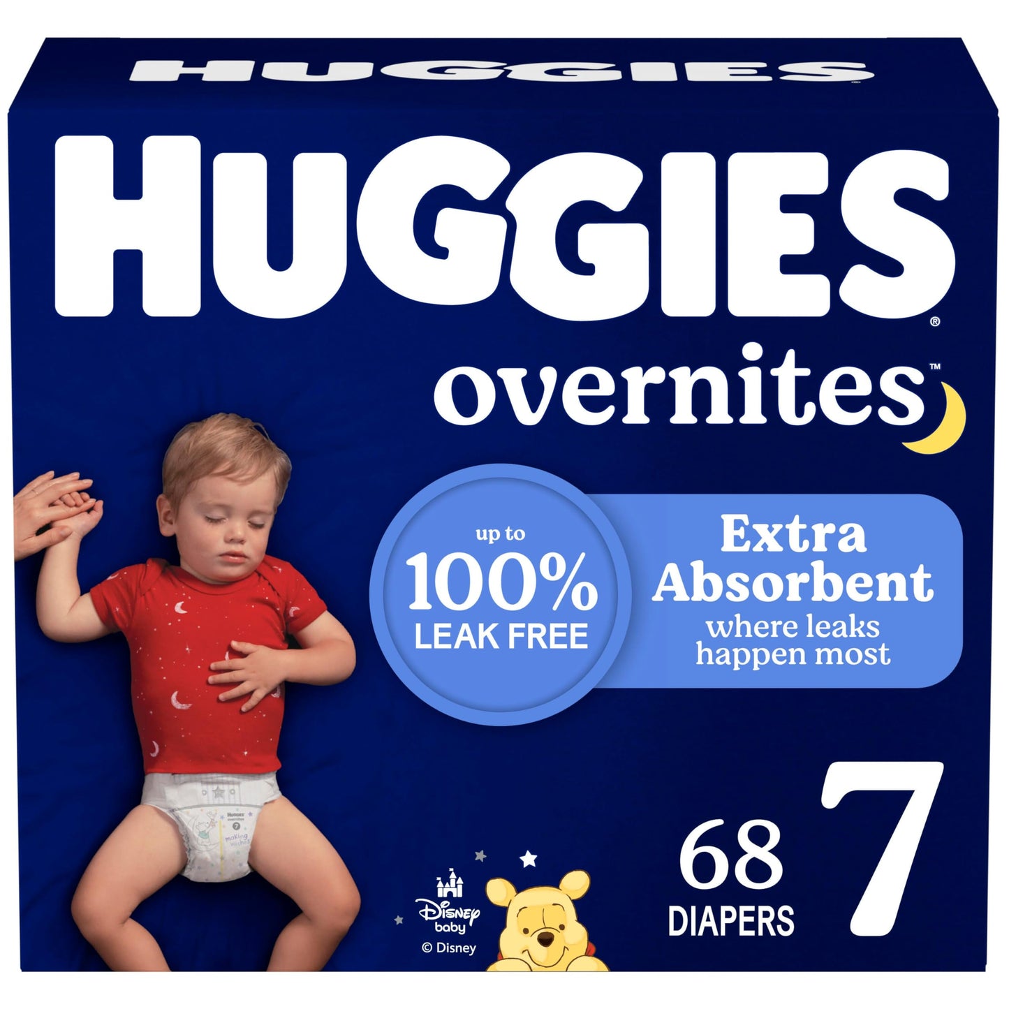 Huggies Size 7 Overnites Baby Diapers: Overnight Diapers, Size 7 (41+ lbs), 68 Ct (2 Packs of 34), Packaging May Vary