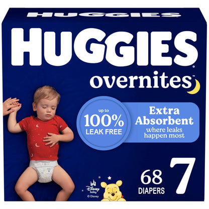 Huggies Size 7 Overnites Baby Diapers: Overnight Diapers, Size 7 (41+ lbs), 68 Ct (2 Packs of 34), Packaging May Vary
