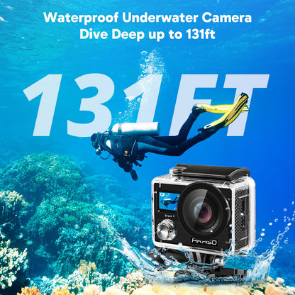 AKASO Brave 4 Action Camera 4K 30fps with 64GB MicroSD U3 Card Bicycle Helmet Accessories Kit Bundle, 20MP Ultra HD 131FT Waterproof Underwater Camera EIS WiFi Remote Control 5X Zoom Sport Cameras