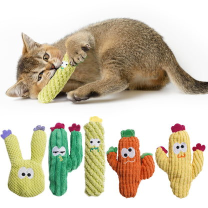 5 Pack Cactus Catnip Toys, 100% Pure Organic Catnip Filled Toys for Indoor Cats, Interactive Plush Chew Fun Without Cotton, Teething Soft Pet Toys for Kittens Kitty