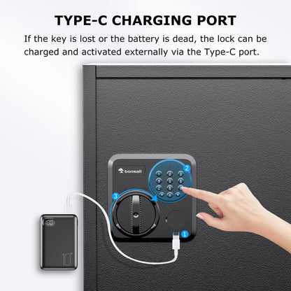 Bonsaii Large Safe Box with Fireproof Bag,2.5 Cubic Feet for home security with Electronic Keypad and Removable Shelf,Document Safe for Home,Money,Cash,Jewelry,15.7"Wx15"Dx21.7"H