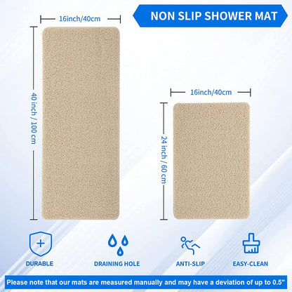 Hargiis Non Slip Bathtub Mat, Anti Slip Shower Mat, Fast Drying Bath Tub Mats, Foot Scrubber Mat, Anti Slip Mat for Tub, Floor,Bathroom, Home, Kitchen, Hotel (Beige 24x16 Inch)