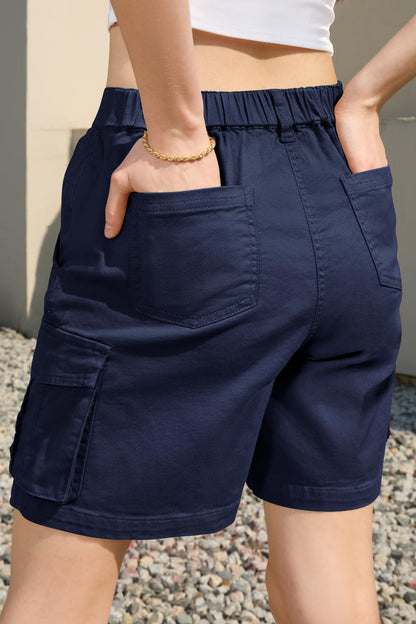 IVIR Women's Shorts Bermud Shorts for Women Cargo High Waist Long Casual Navy Blue M