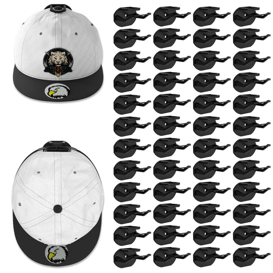 48 Pack Adhesive Hat Hooks for Wall, Super Strong Hat Rack for Baseball Caps, Hat Organizer Display for Home Decor, Hat Hangers Holder for Wall, Door, Closet, No Drilling - USA Patented (Black)